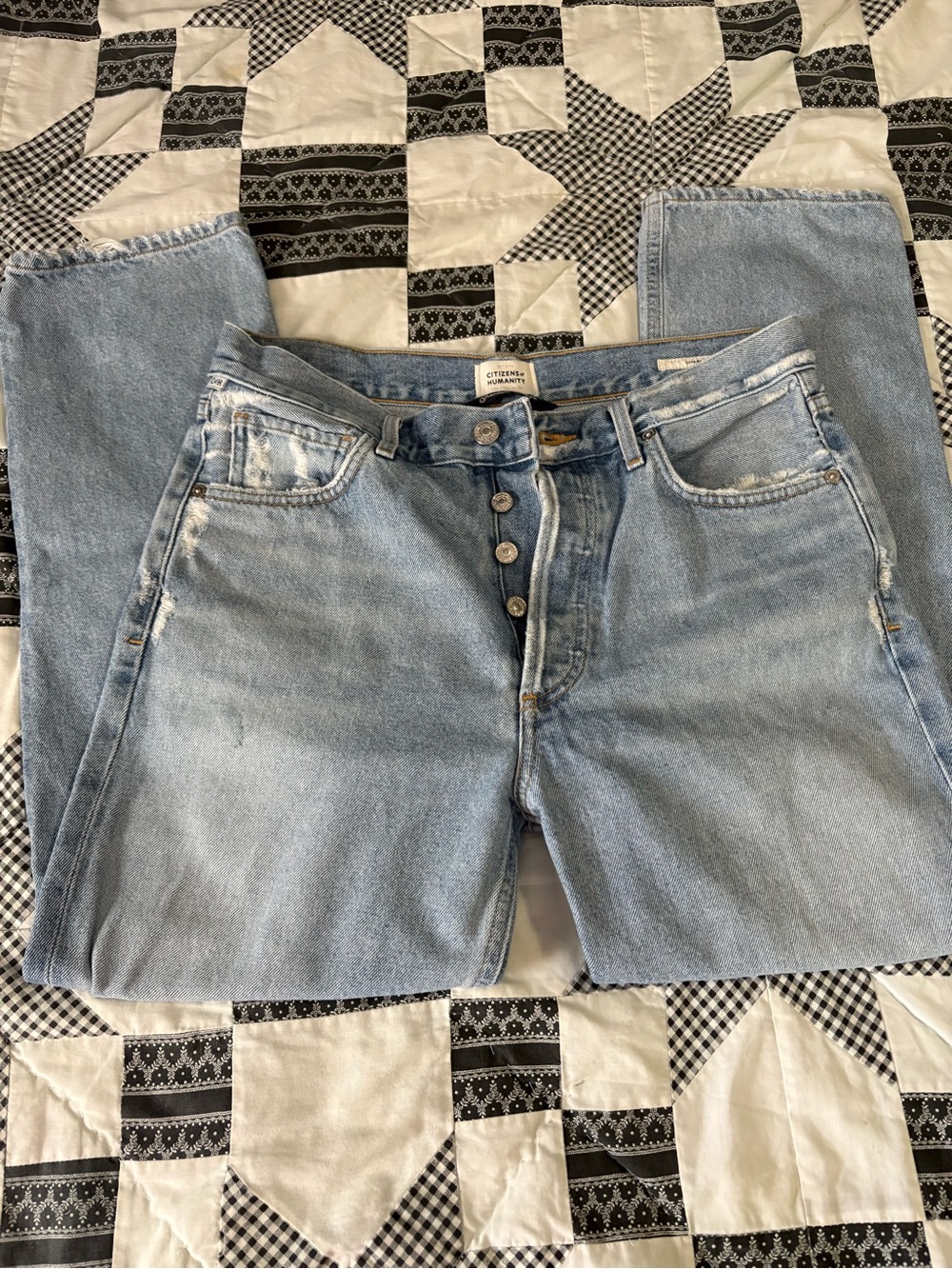 Citizens Of Humanity High Rise Button Fly Light Blue Charlotte Crop Jeans 28